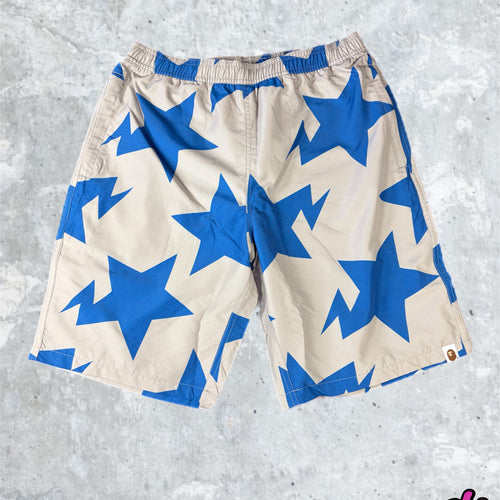 Bape Bapesta Pattern Grey Beach Shorts Size Large