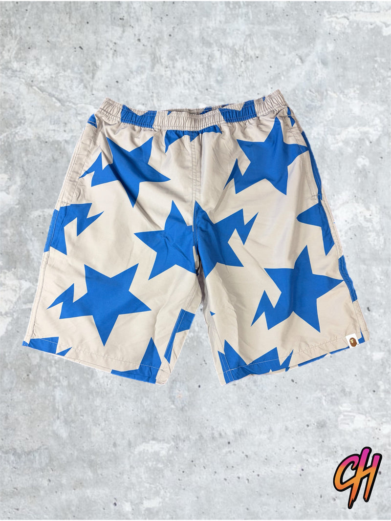 Bape Bapesta Pattern Grey Beach Shorts Size Large