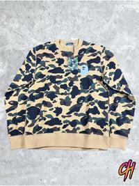 BAPE 1st Camo Ape Head Yellow Crewneck Sweater Size Large