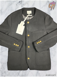 Bape Black Collarless Wool Black Chinese Jacket Size XL (MSRP: $1,000)