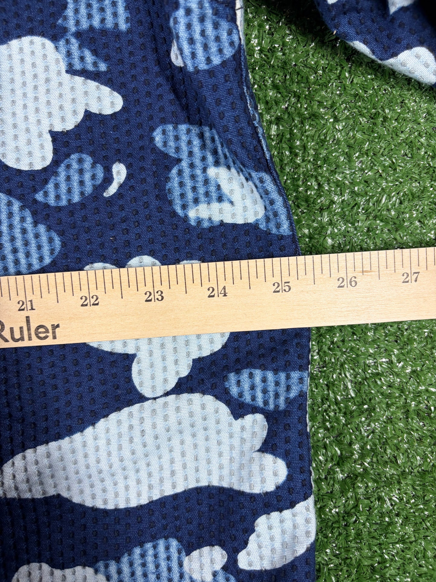 Bape Blue Waffle Thermal Camo Button-Up Shirt Size Large