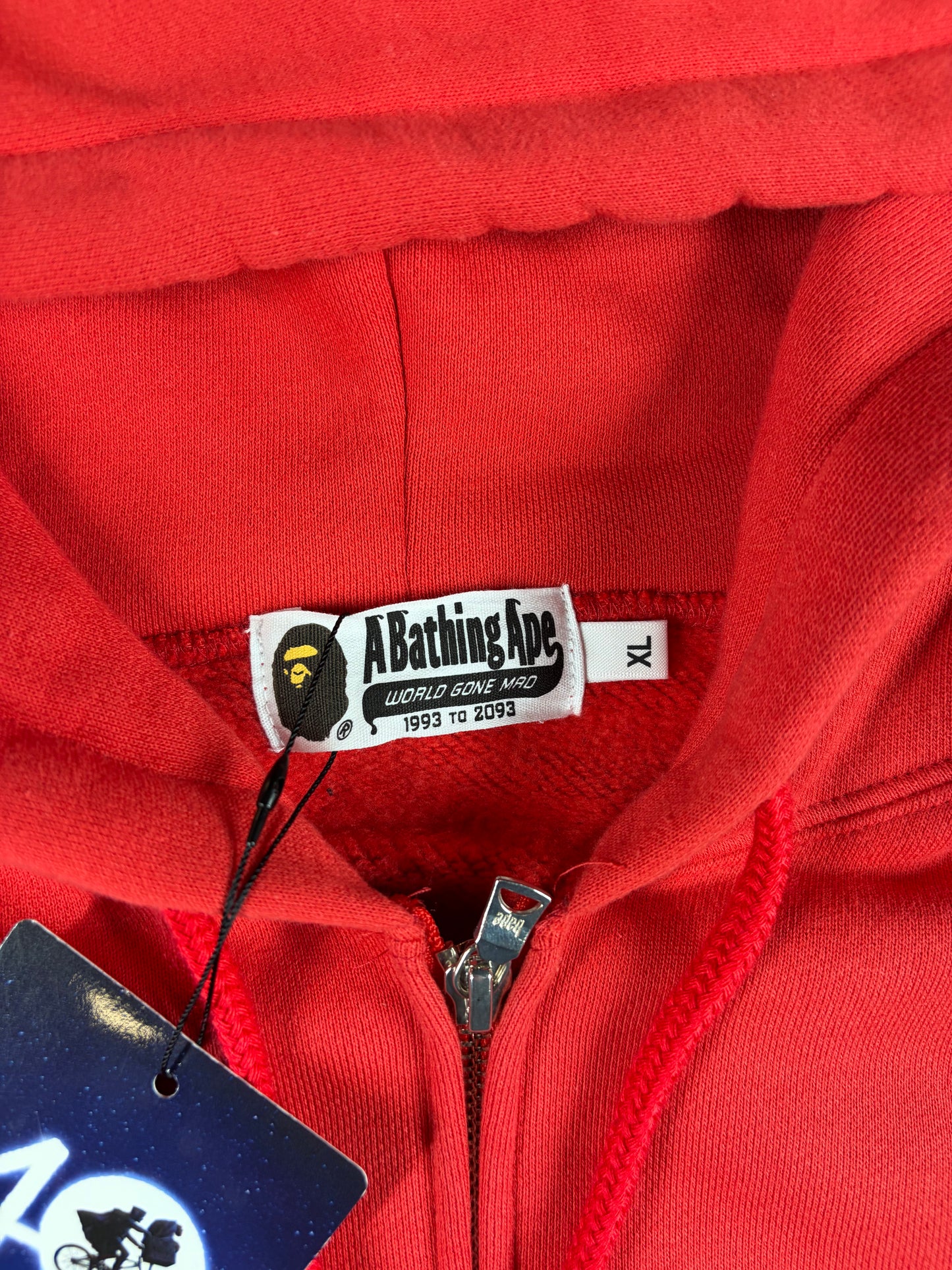 Bape X E.T. Ape Head Red Full Zip-Up Hoodie Size XL