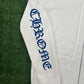 Chrome Hearts Blue Vertical Logo White Zip-Up Hoodie Size Small