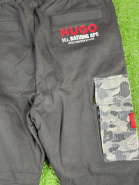 BAPE x Hugo Boss Camo Black Cargo Sweatpants Size XL
