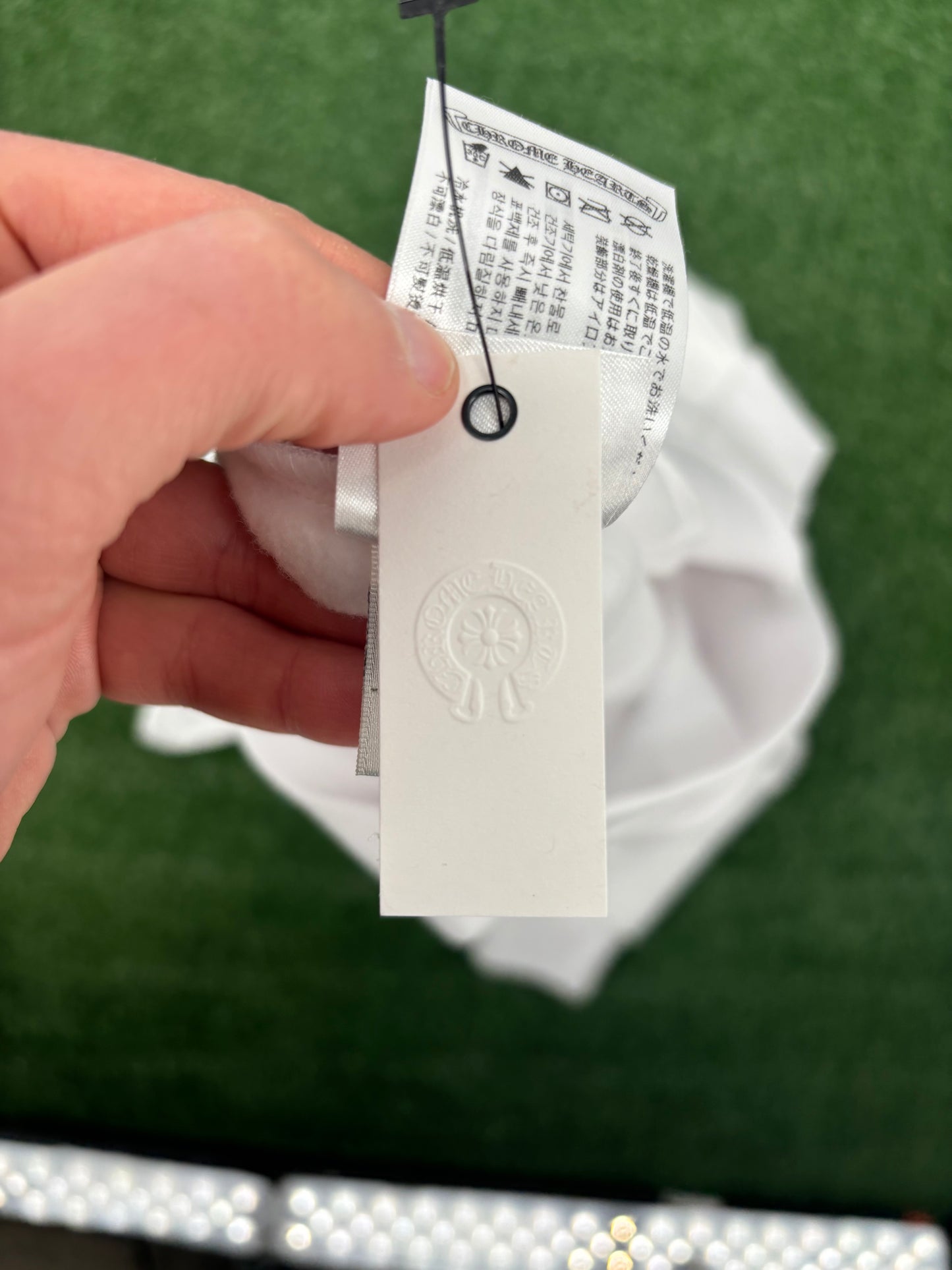 Chrome Hearts Blue Vertical Logo White Zip-Up Hoodie Size Small