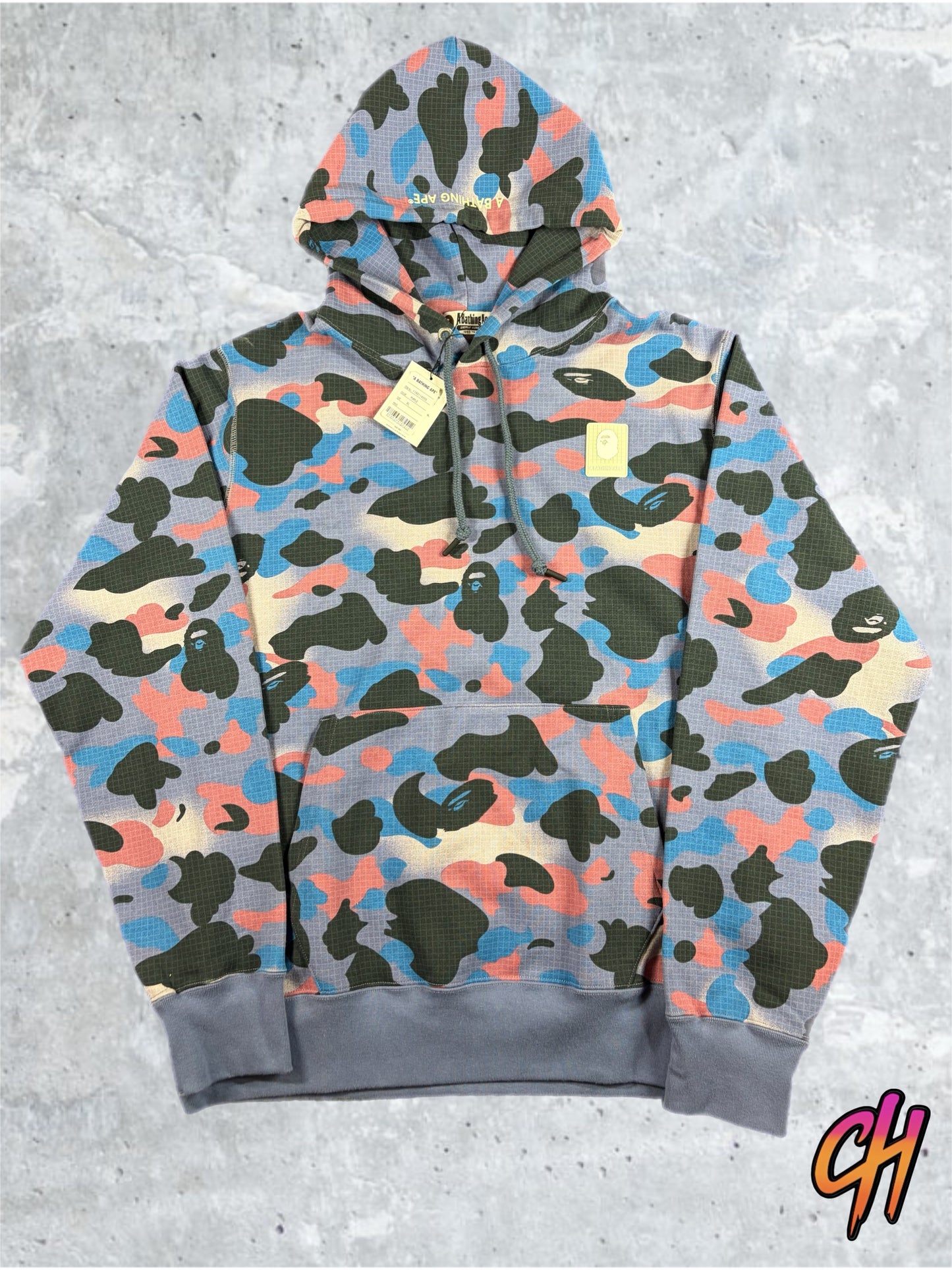 BAPE 1st Camo Multi-Color Grey Pullover Hoodie Size XL