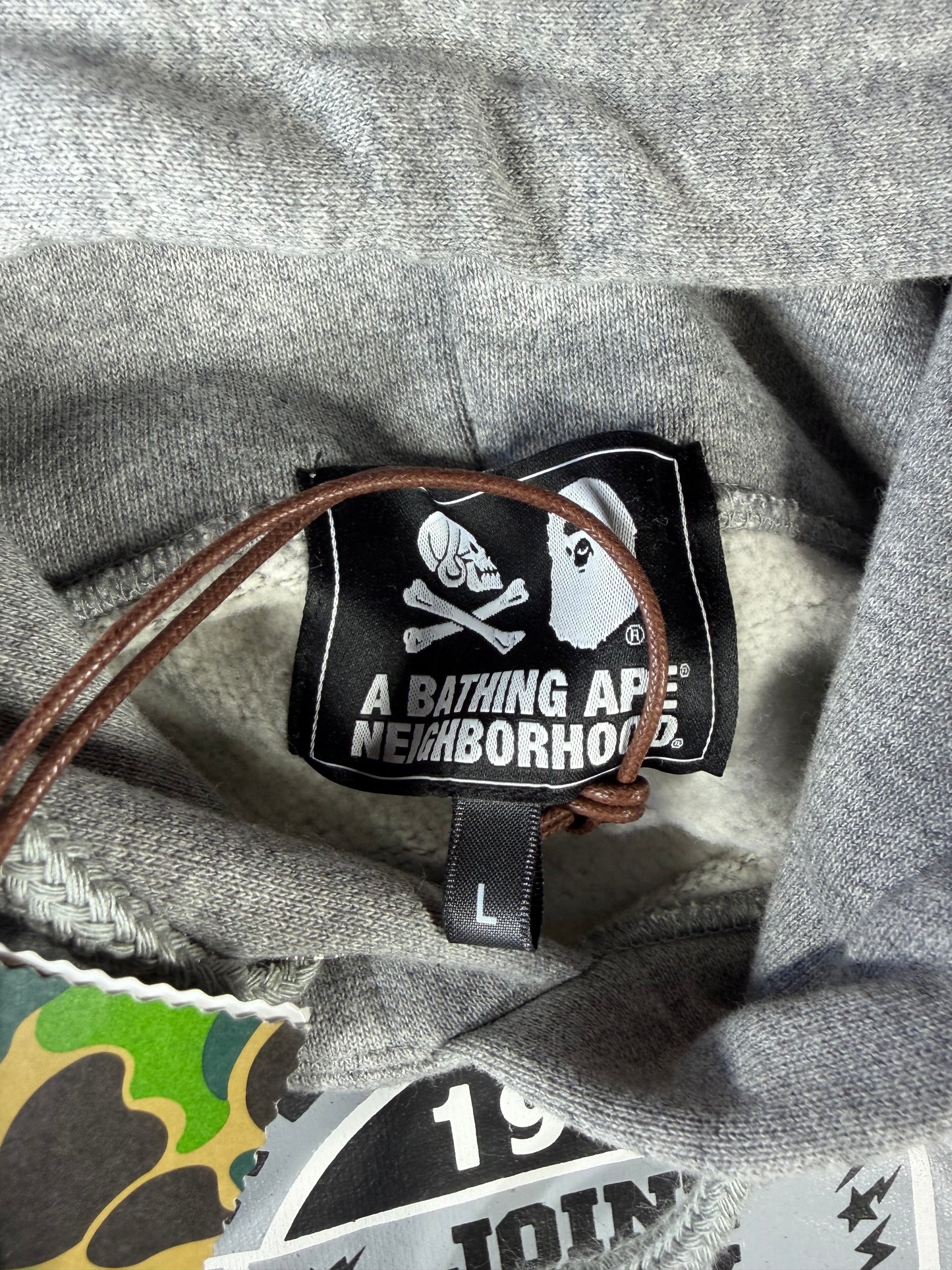 BAPE x Neighborhood Relaxed Fit Grey Pullover Hoodie Large