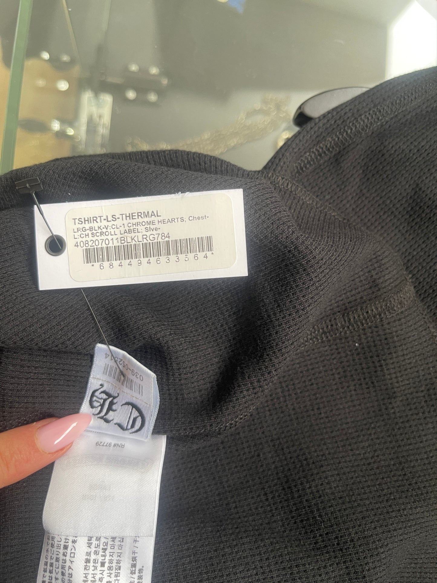 Chrome Hearts Scroll Logo Long-Sleeve Thermal Shirt 'Black'