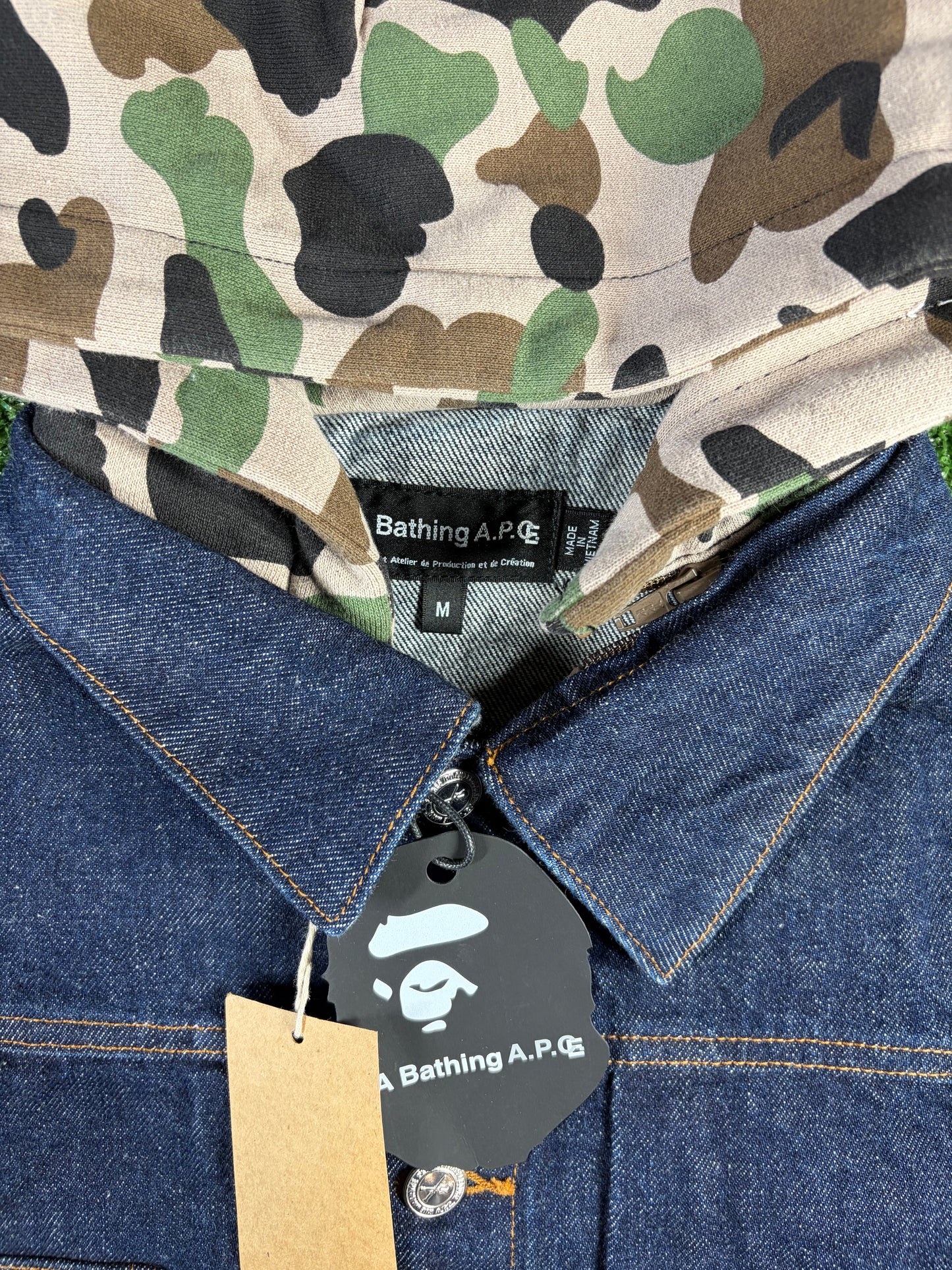 Bape APC 1st Camo Hooded Denim Jacket Size XL