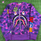 BAPE Color Camo Embroidery Shark Purple Crewneck Large