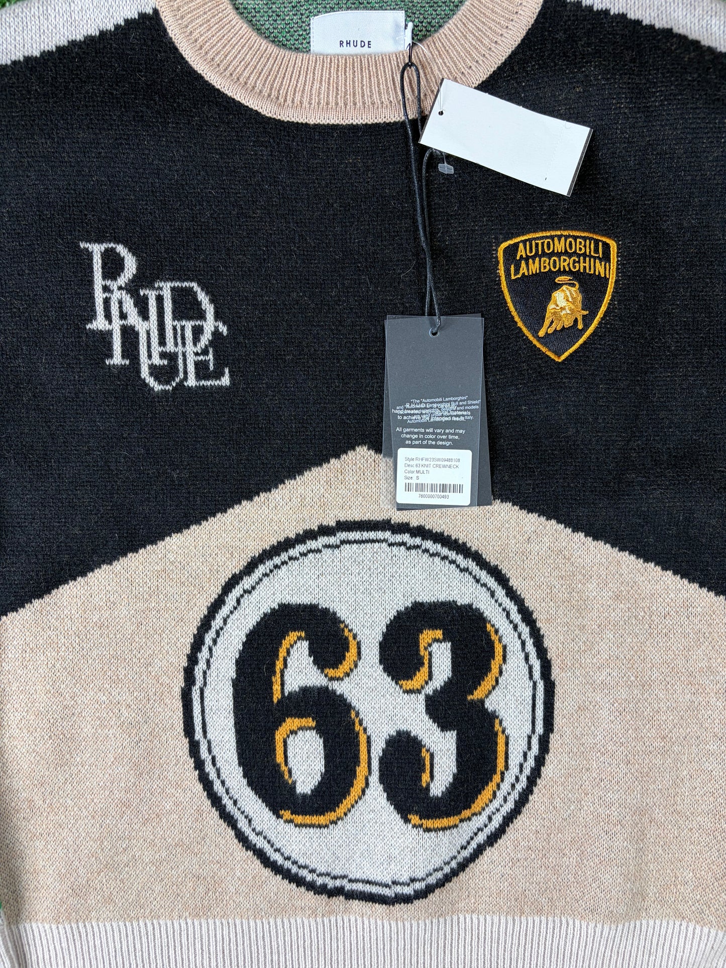 Men's RHUDE X Lamborghini Authentic Knitted Crewneck Sweater SM MSRP: $2,360