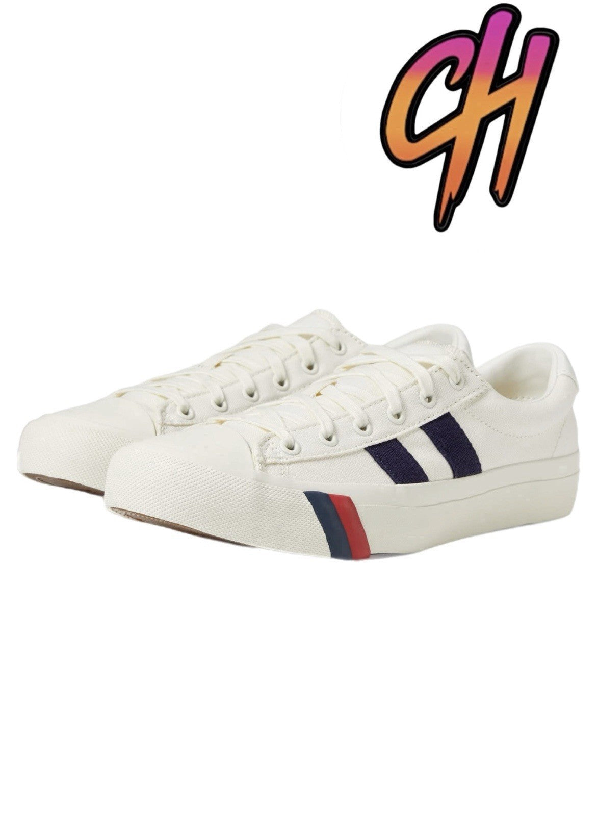 Pro-Keds Royal Plus Lace Up White Navy Canvas Shoes Sneaker