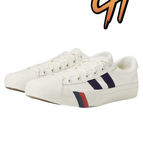 Pro-Keds Royal Plus Lace Up White Navy Canvas Shoes Sneaker