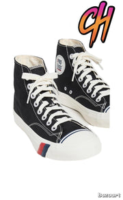 Pro-Keds Royal Hi Lace Up Black Canvas Shoes Sneaker