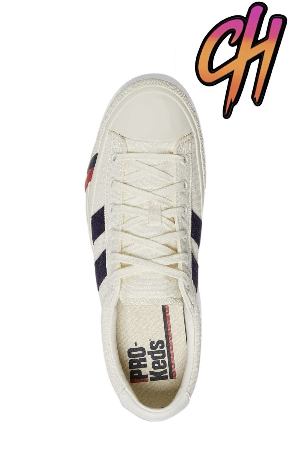Pro-Keds Royal Plus Lace Up White Navy Canvas Shoes Sneaker