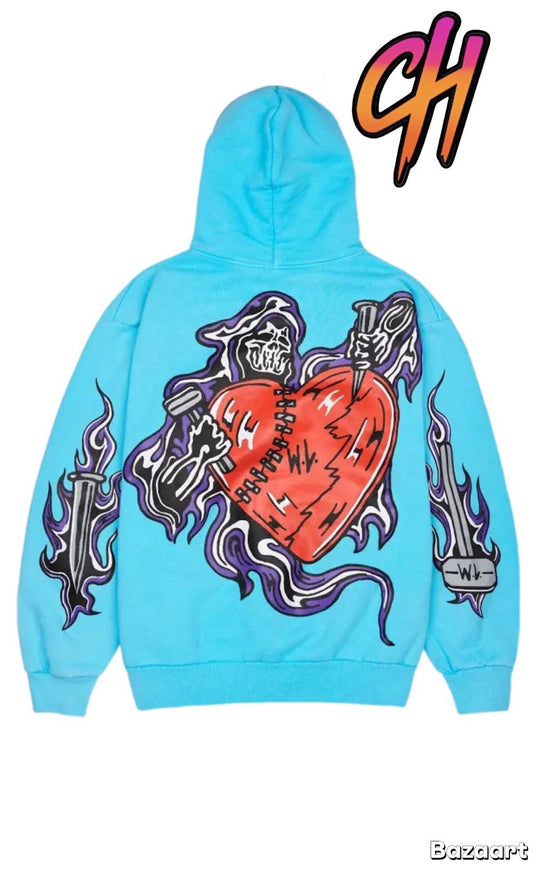 Warren Lotas ‘Broken Heart Reaper’ Pullover Hoodie Baby Blue