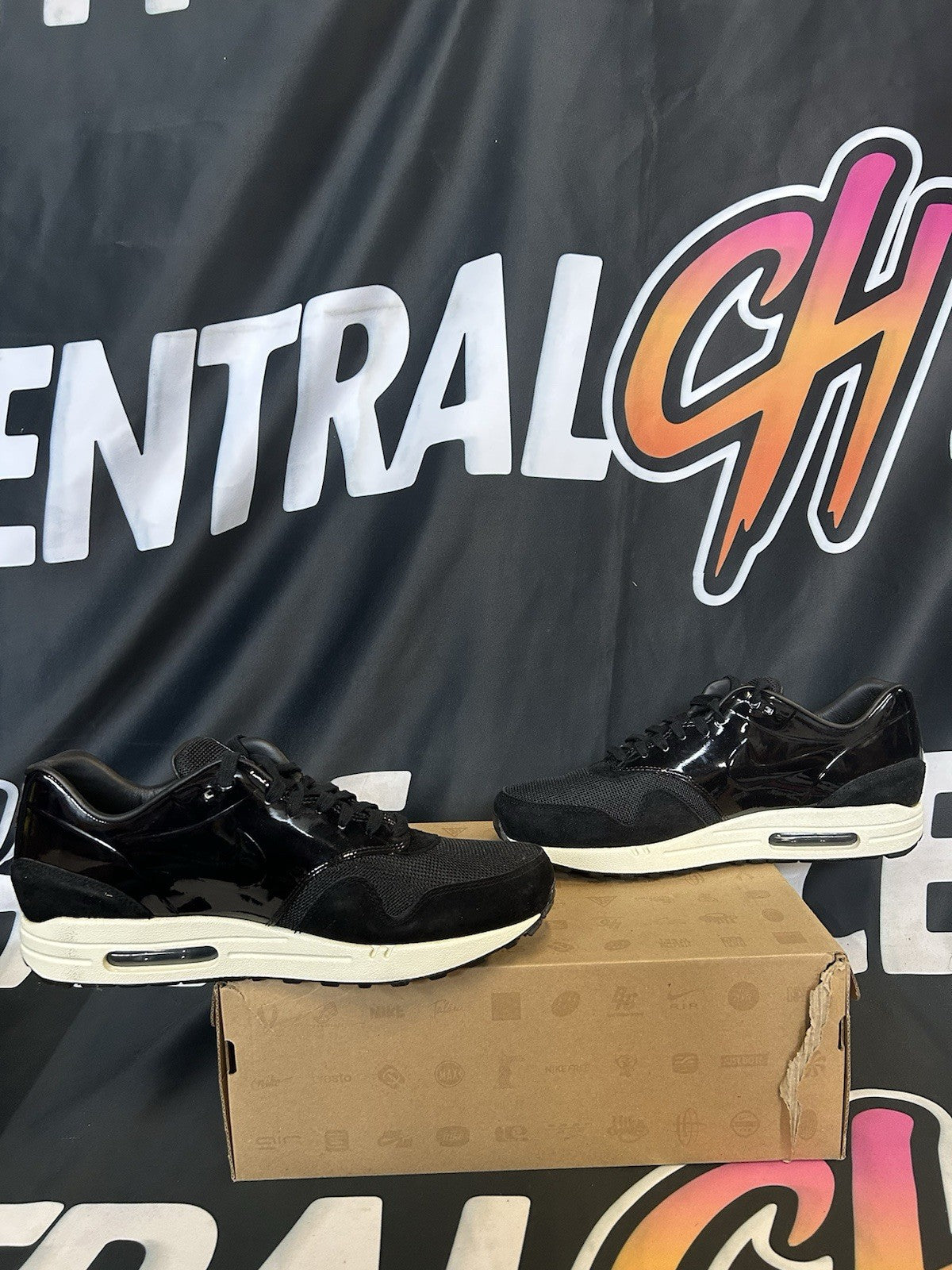 Size 10.5M / 12W - Nike Air Max 1 VT QS Black Patent