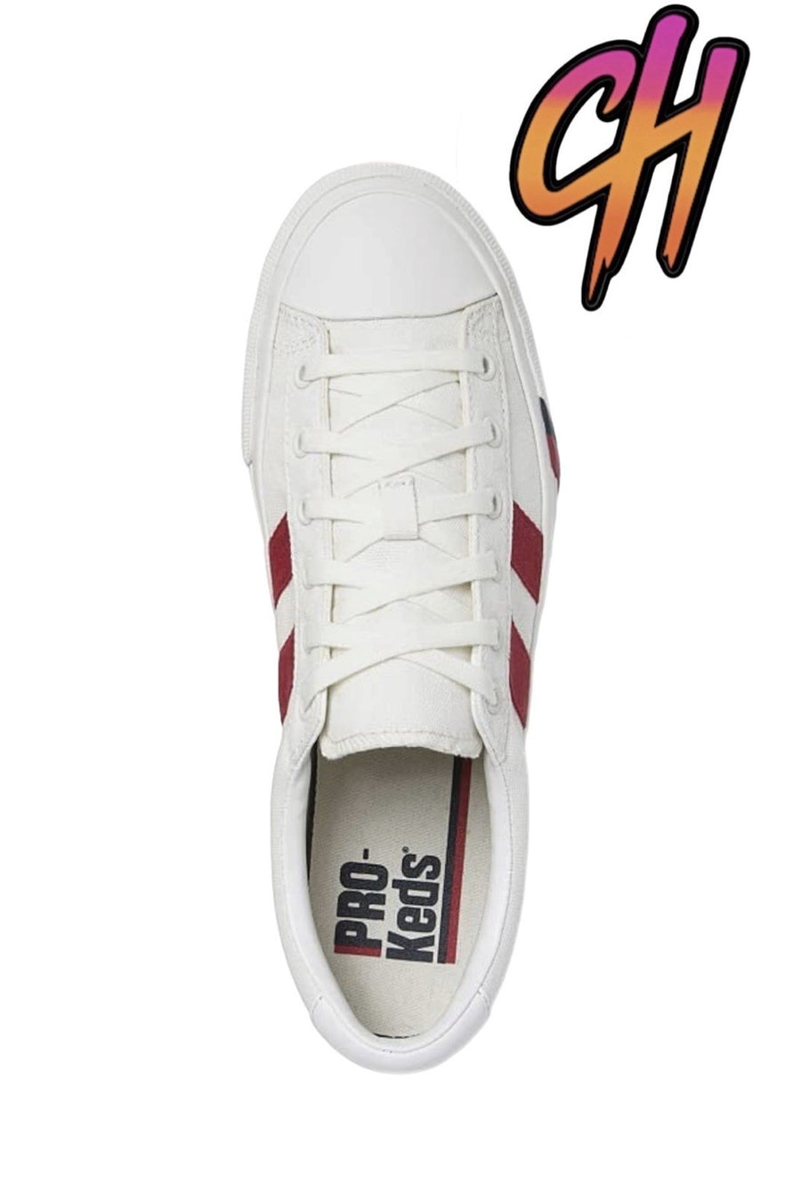 Pro-Keds Royal Plus Lace Up White Red Canvas Shoes Sneaker