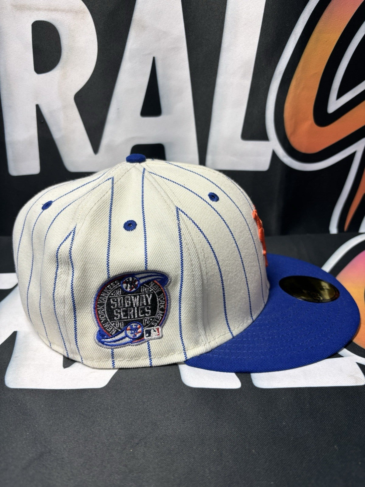 New Era MLB New York Mets Pinstripes 2000 Subway Series Fitted Hat Size 7 5/8