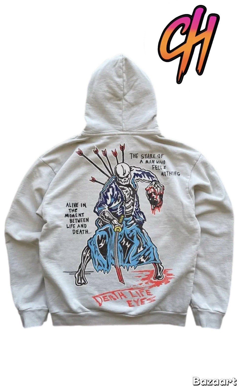 Warren Lotas ‘Man Who Feels Nothing’ Cream Pullover Hoodie Size Medium