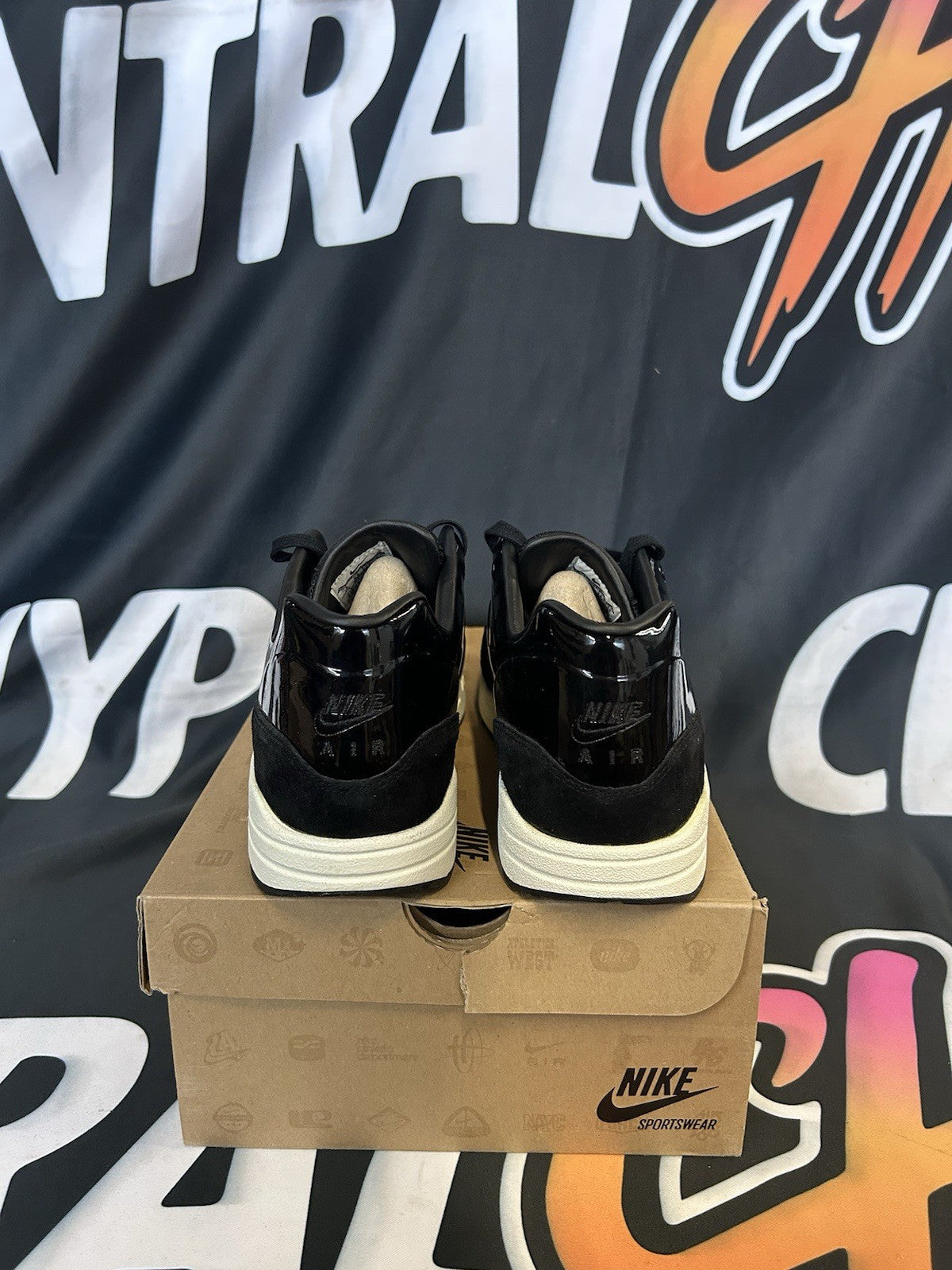 Size 10.5M / 12W - Nike Air Max 1 VT QS Black Patent