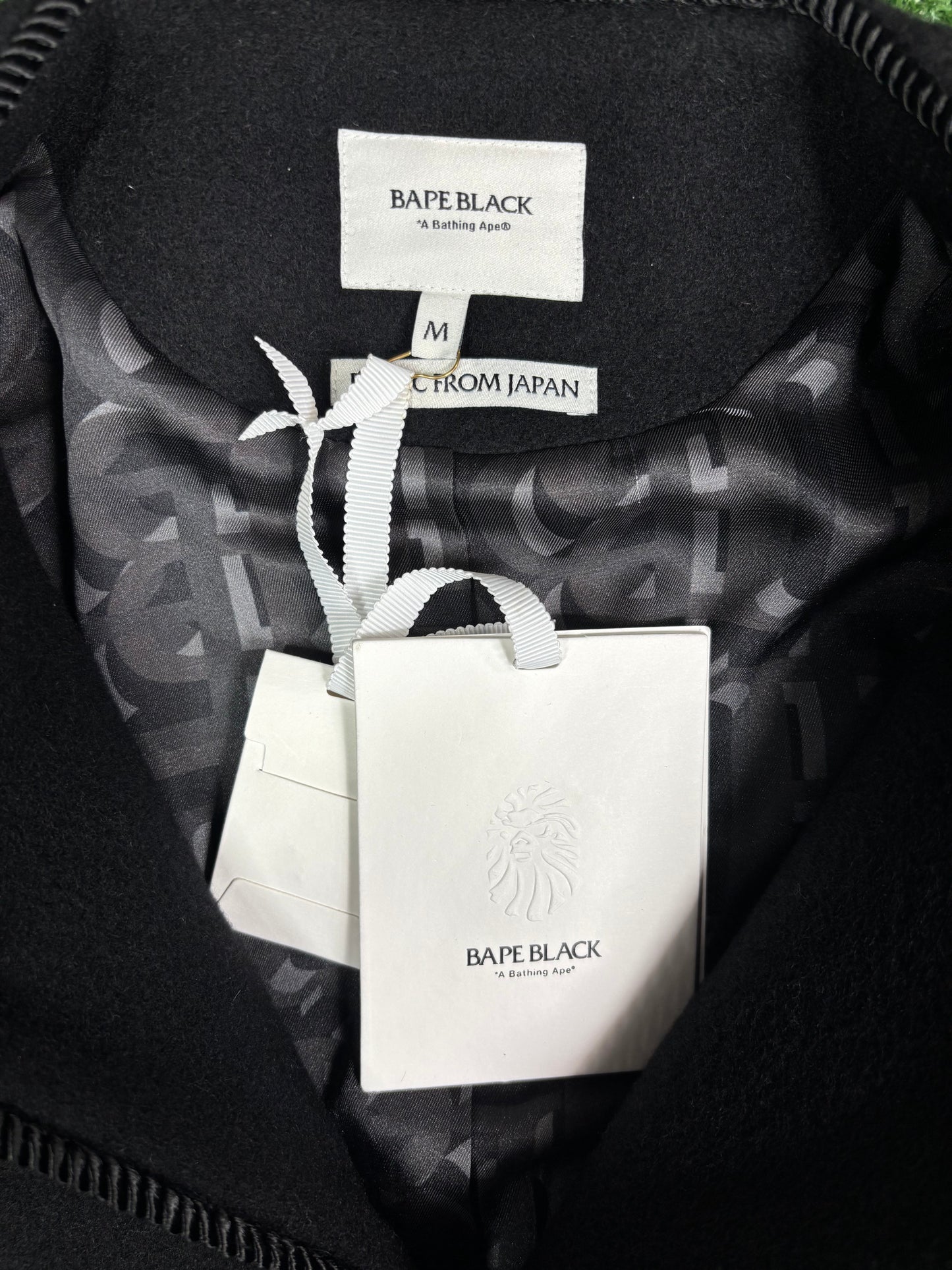 Bape Black Collarless Wool Black Chinese Jacket Size Large (MSRP: $1,000)