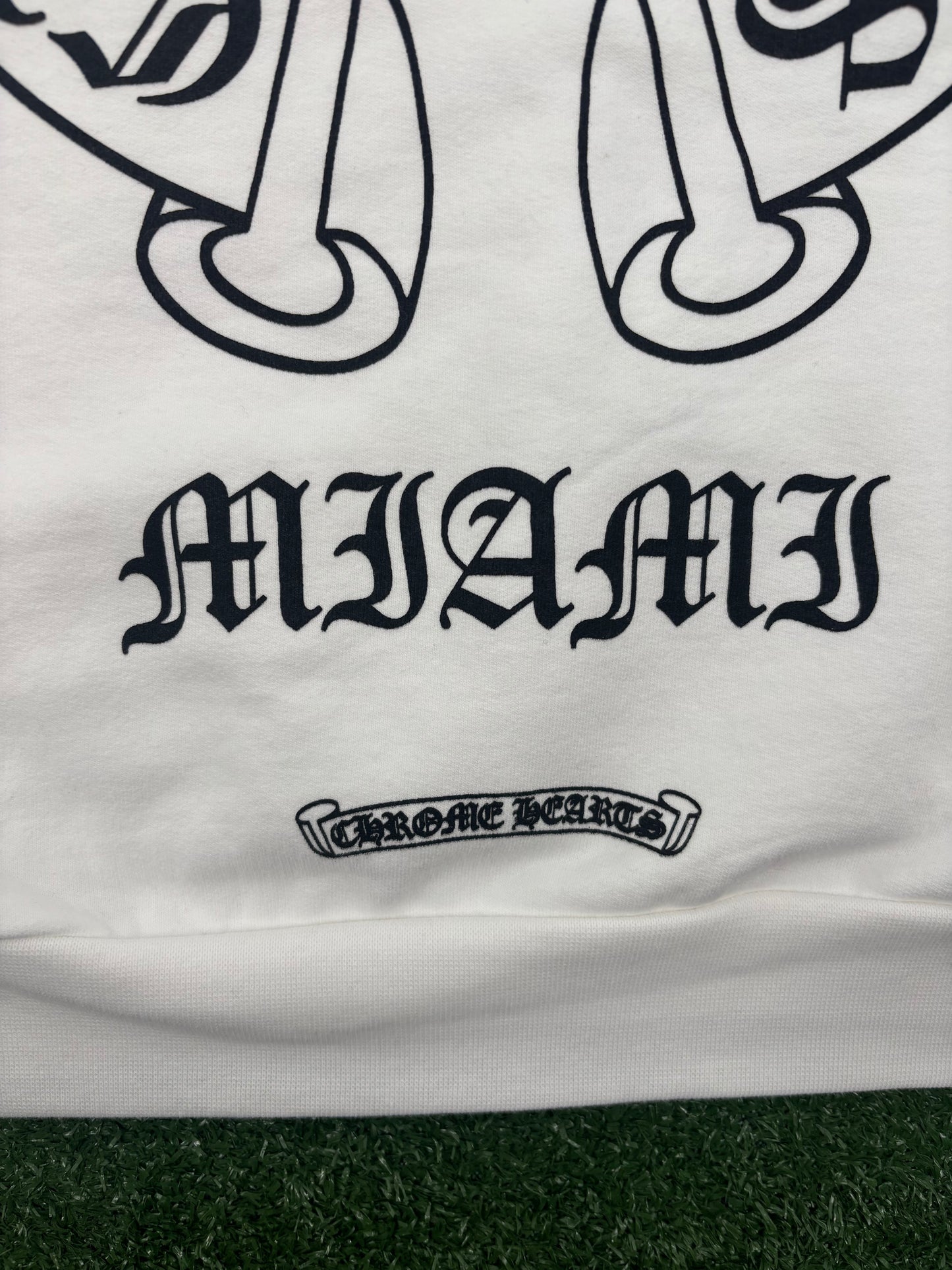 Chrome Hearts Miami Horseshoe Logo White Hoodie Size Large
