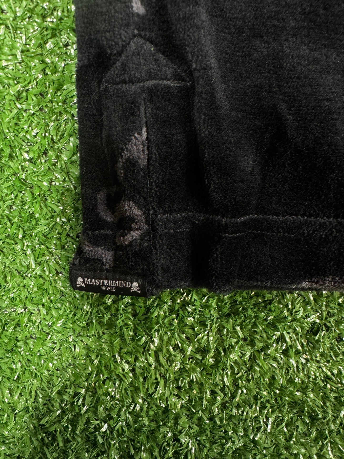 Mastermind Vs. Bape Velour Black All Over L/S Shirt Size Small