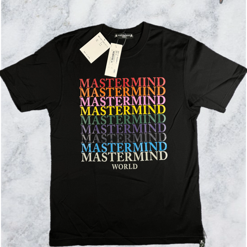 Mastermind Vs. Bape Multi-Logo Black S/S T-Shirt Size Small