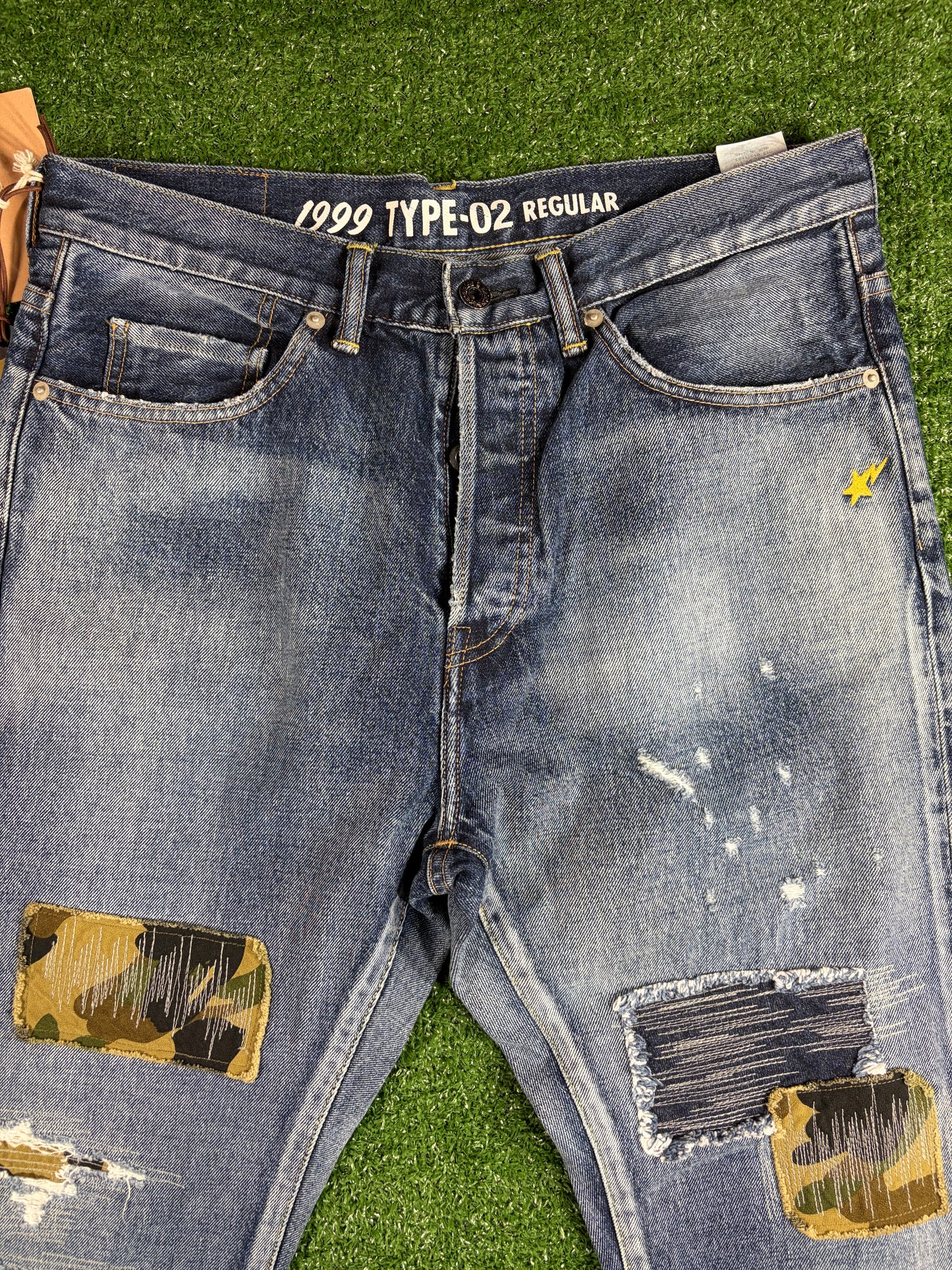 Bape 1999 Type-02 Camo Distressed Jeans Size Large