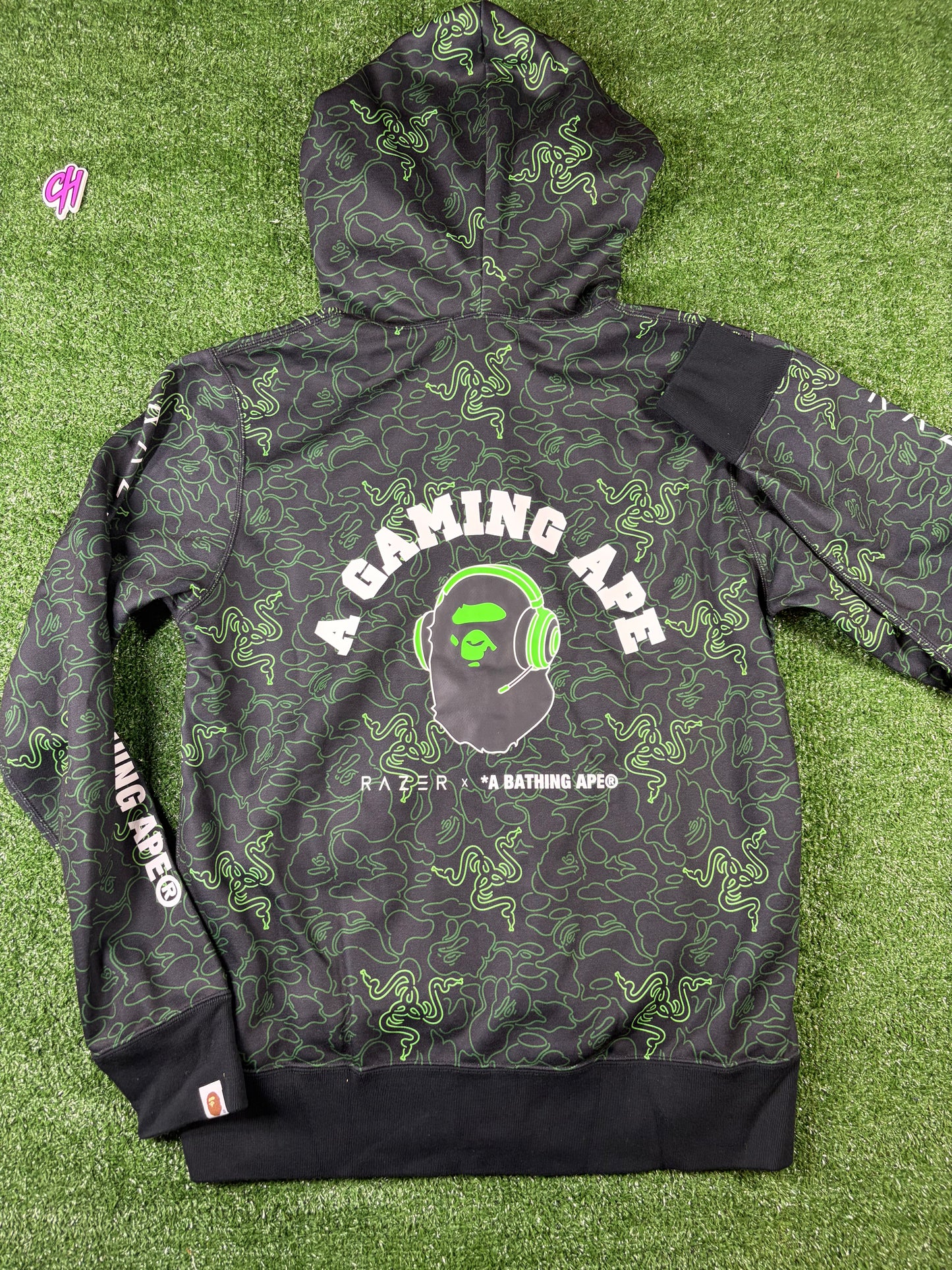 Bape X Razer Neon Camo Full-Zip Hoodie Size Large