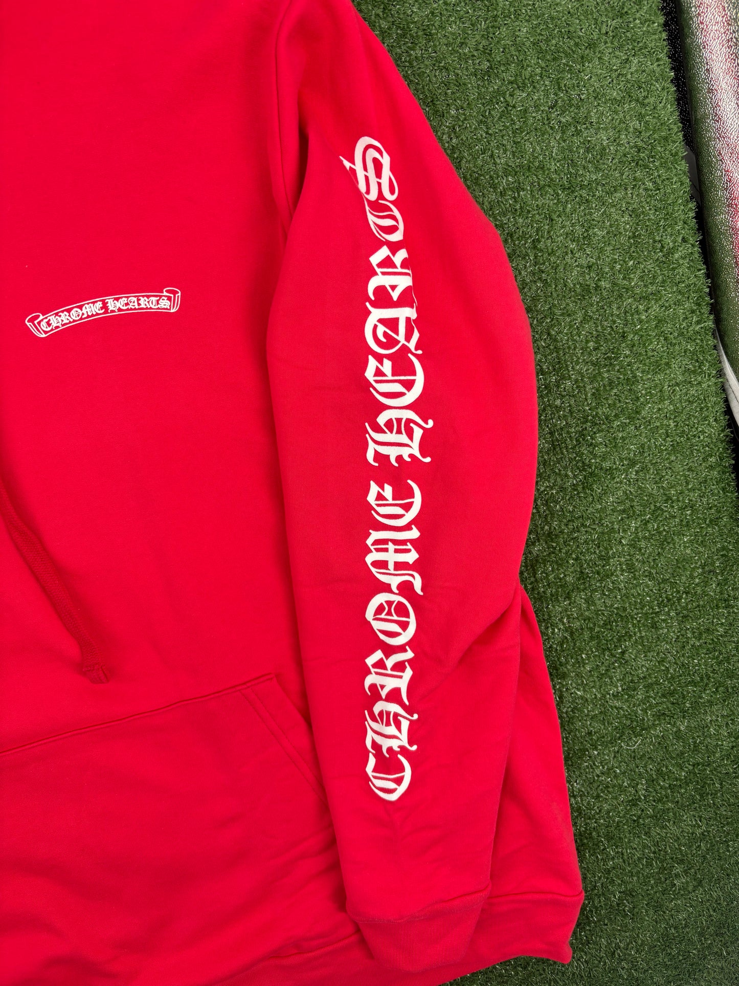 Chrome Hearts "Scroll Logo" Red Pullover Hoodie Size XXL