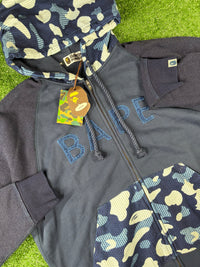Bape X Sashiko Navy Camo Relaxed Full-Zip Hoodie Size Large