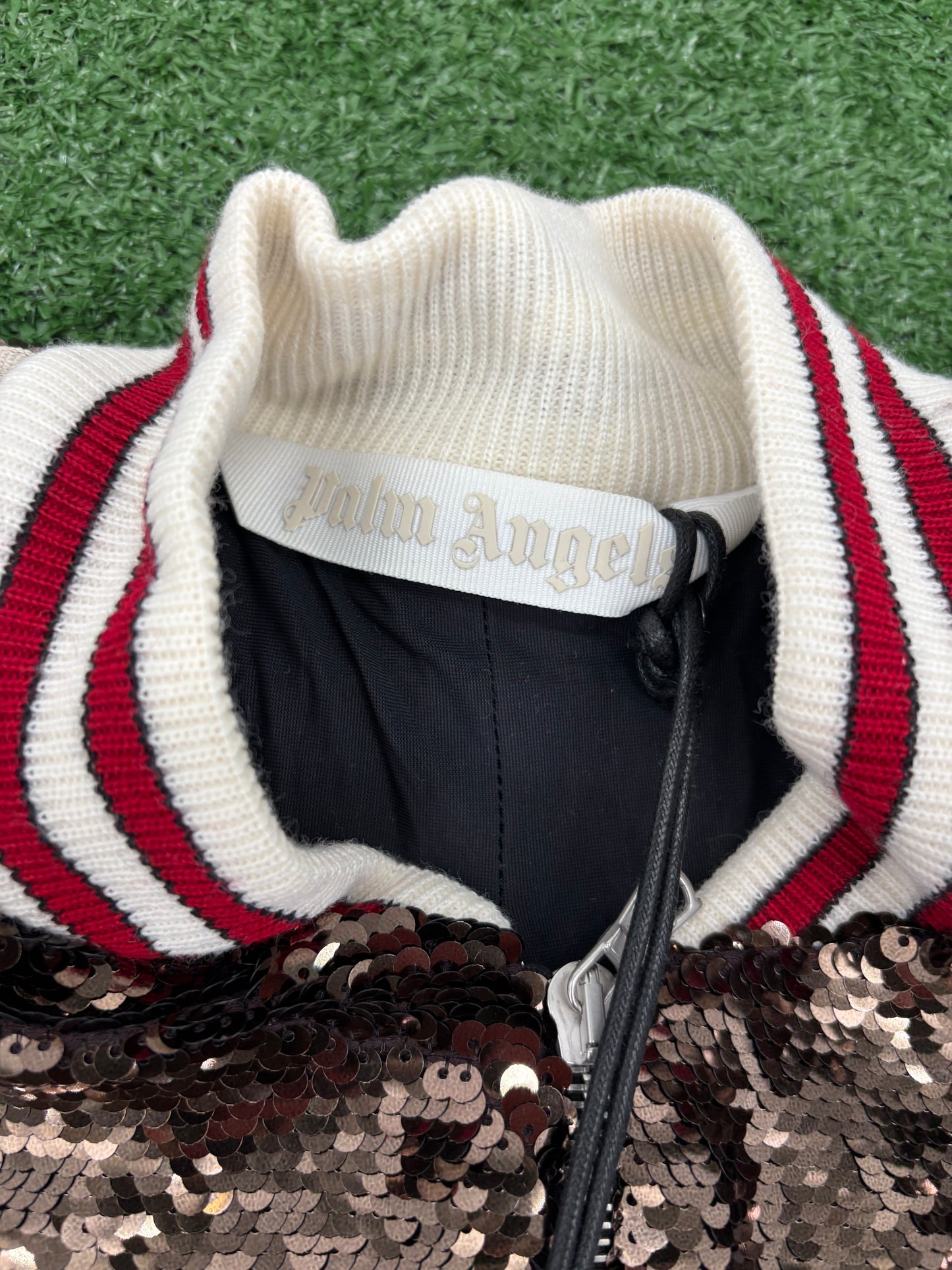 Palm Angels Women Brown Sequined Track Jacket Size Medium (MSRP: $707.00)