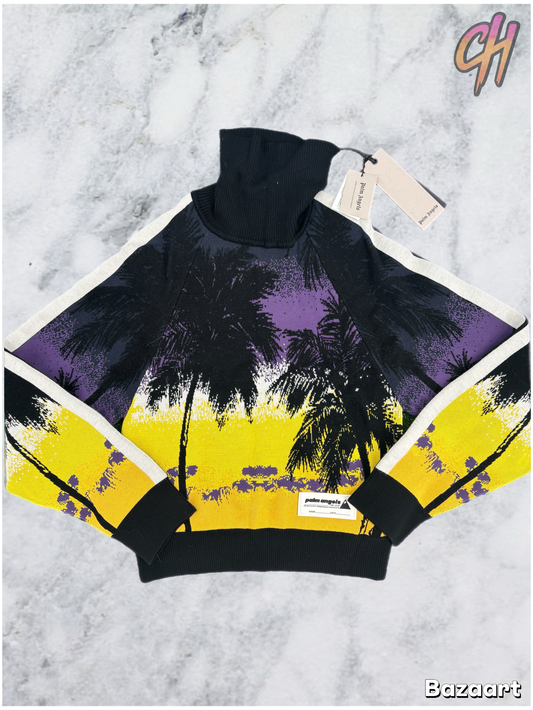 Palm Angels Womens Sunset Turtleneck Sweater Purple Black Size Large