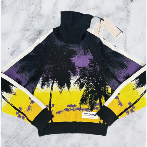 Palm Angels Womens Sunset Turtleneck Sweater Purple Black Size Large