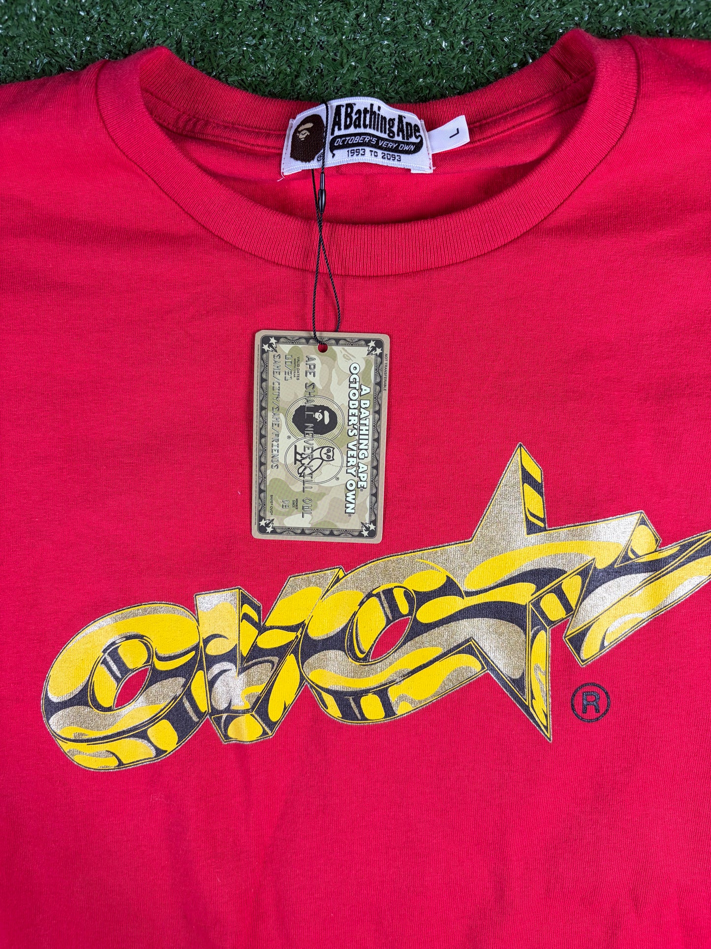 BAPE x OVO Red Long Sleeve T-Shirt Size Large