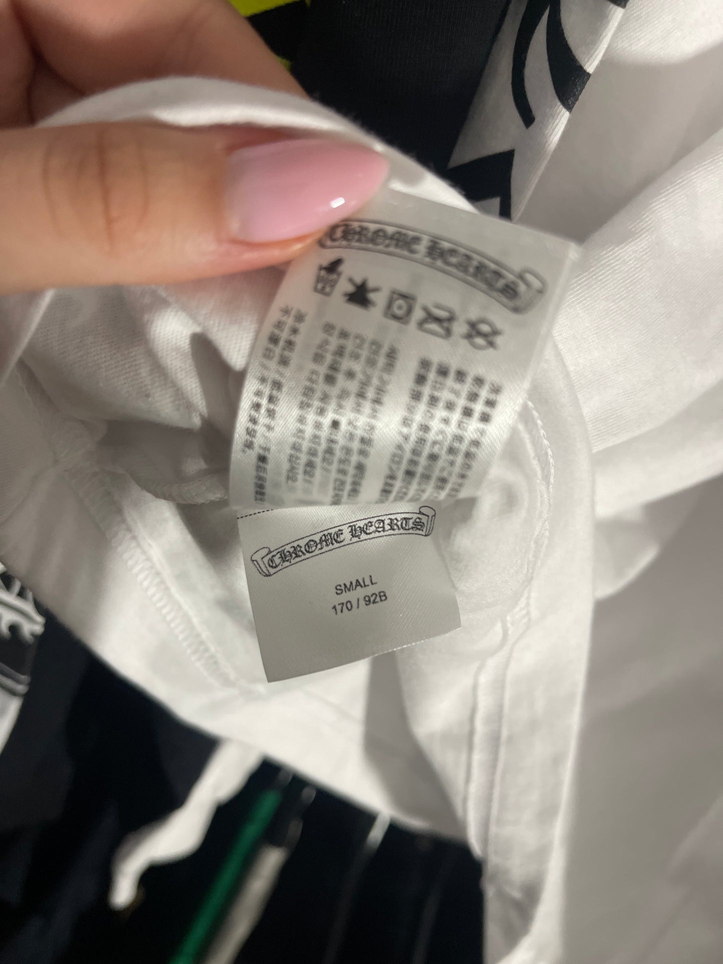 Chrome Hearts Scroll Logo White Pocket L/S T-Shirt Size Small