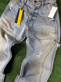 RHUDE Authentic Reza Denim Double Knee Indigo Pants Mens Size Extra Small (XS) MSRP:$975.00