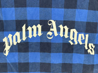 Palm Angels Curved Logo Blue/White Checkered Overshirt Size 50
