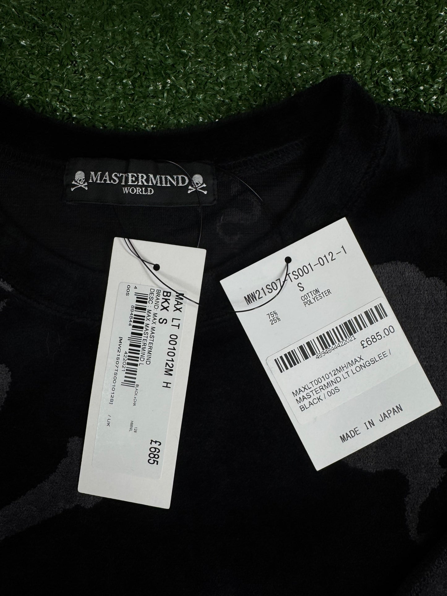 Mastermind Vs. Bape Velour Black All Over L/S Shirt Size Small