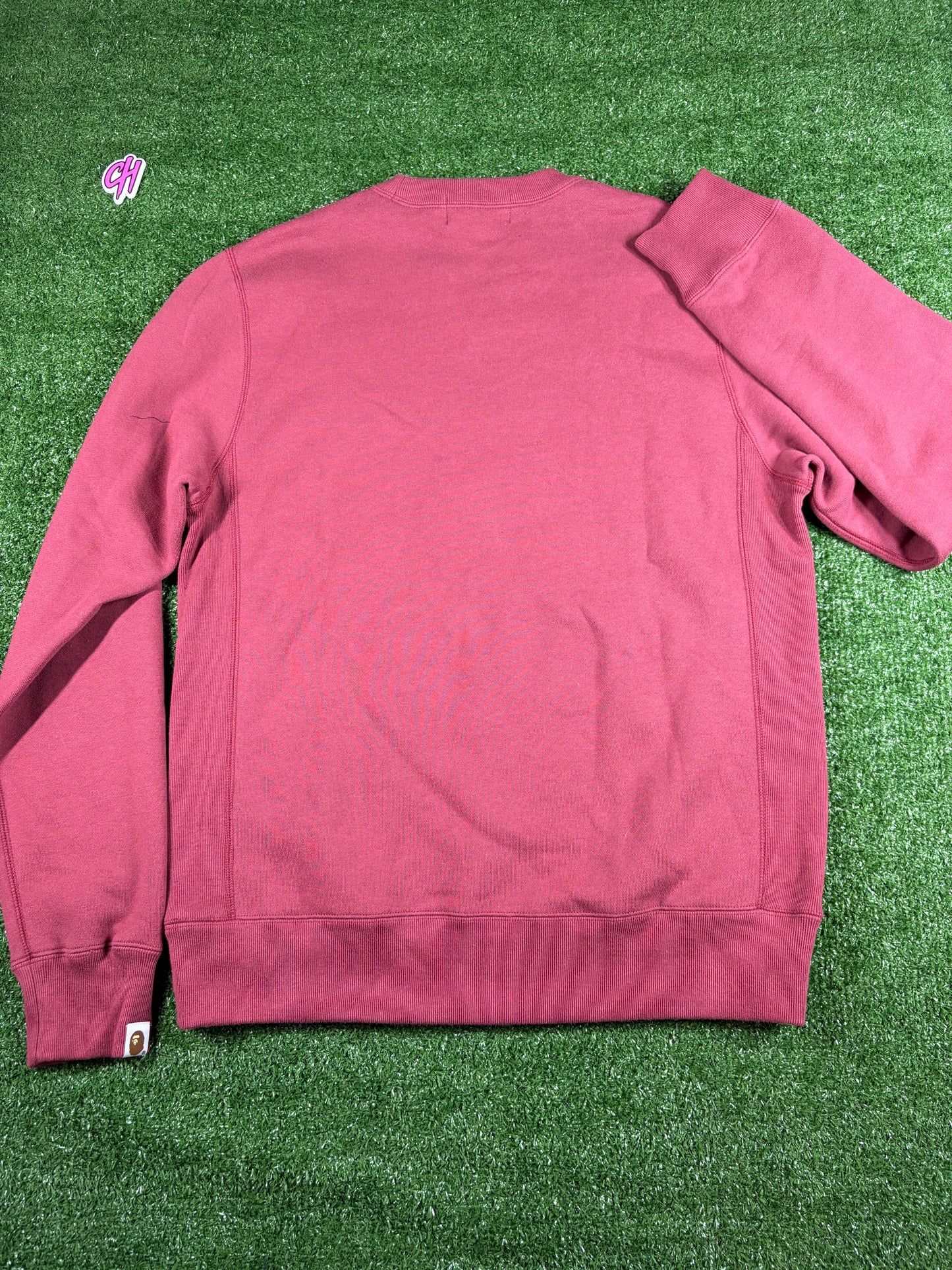 BAPE College Logo Burgundy Crewneck Sweater Size Large