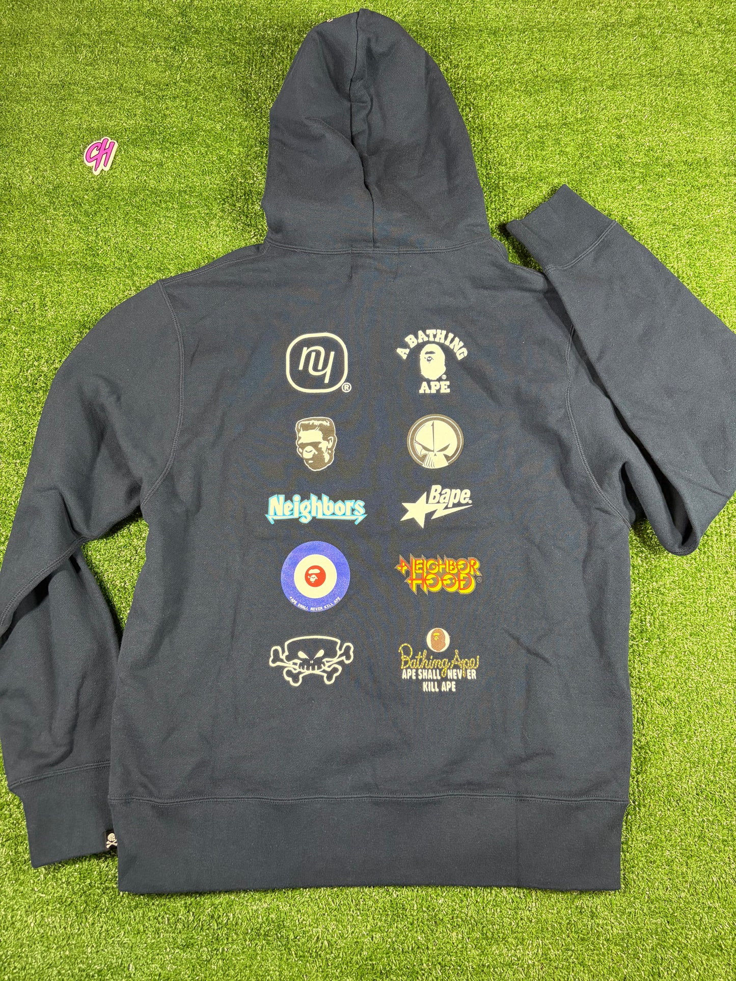 BAPE X Neighborhood Relaxed Fit Navy Hoodie Size Medium