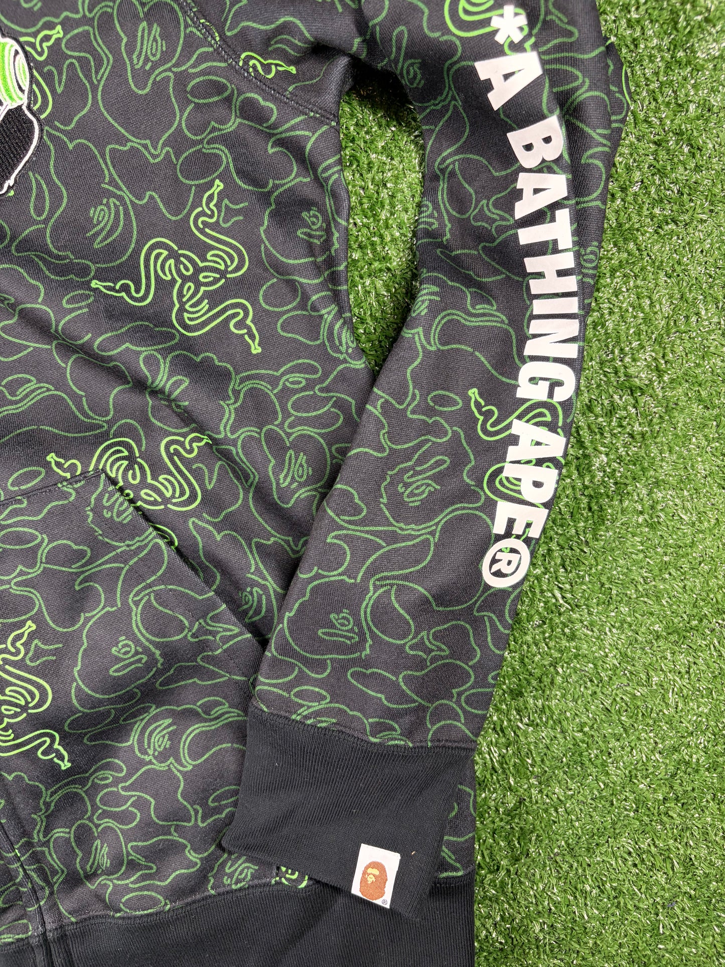Bape X Razer Neon Camo Full-Zip Hoodie Size Large
