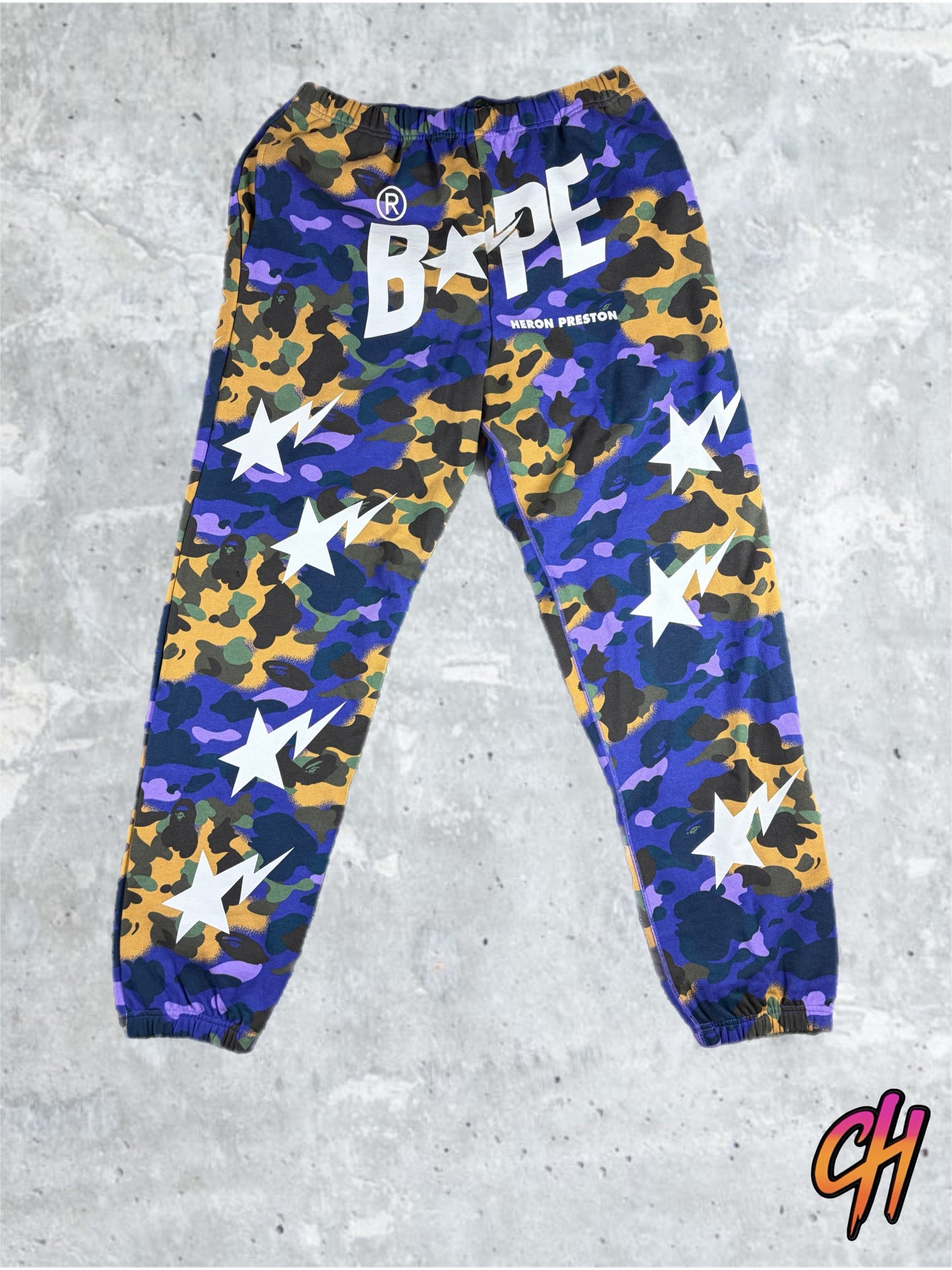 BAPE x Heron Preston Mix 1st Camo Purple Sweatpants XXL