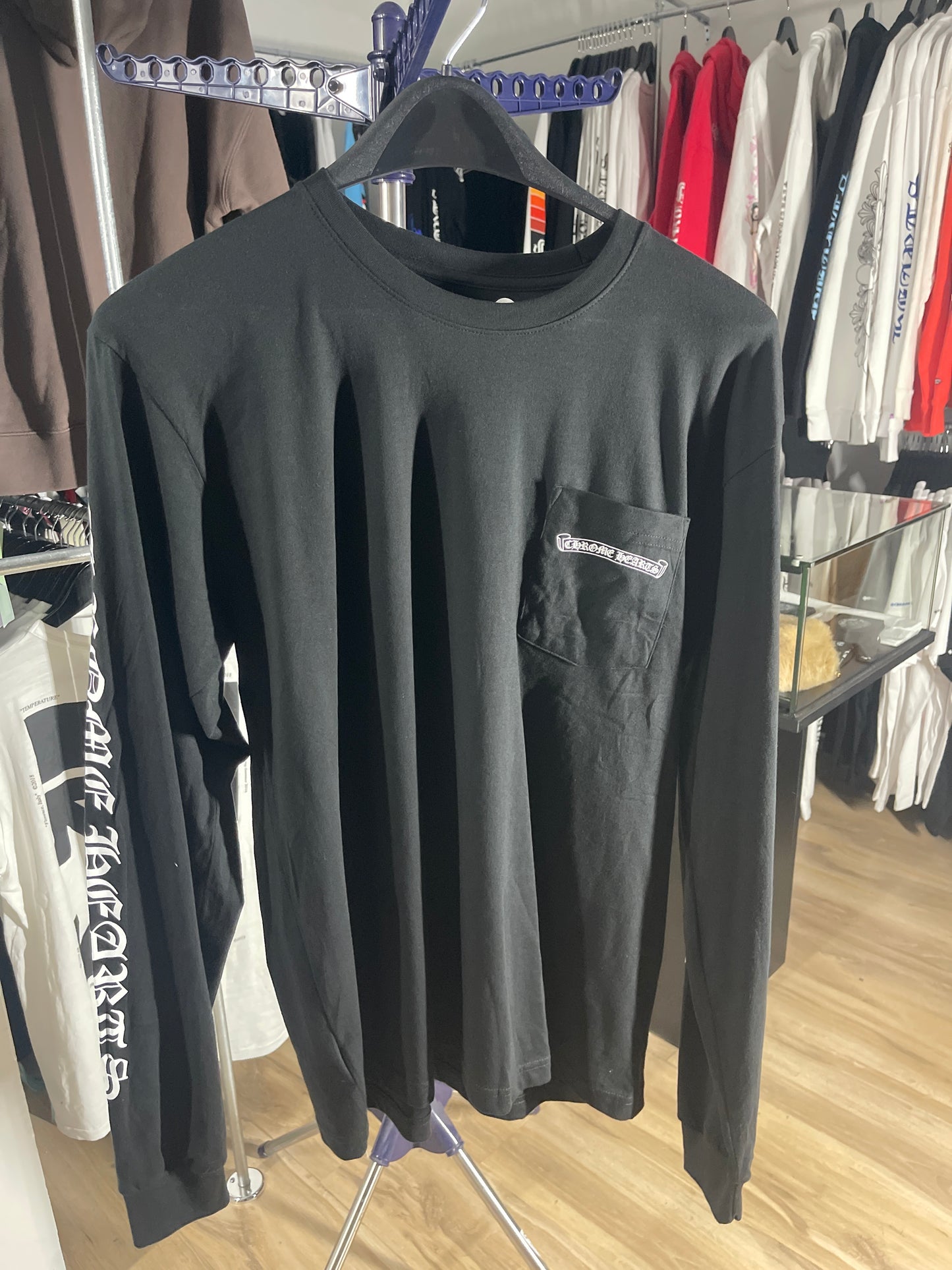 Chrome Hearts Scroll Logo Long sleeve “Black” Size XL