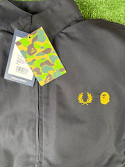 Bape X Fred Perry Black Harrington Jacket Size XL