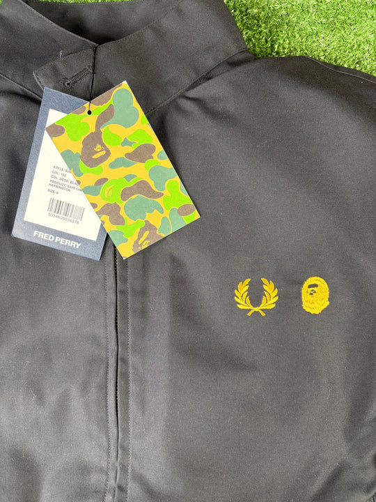 Bape X Fred Perry Black Harrington Jacket Size XL