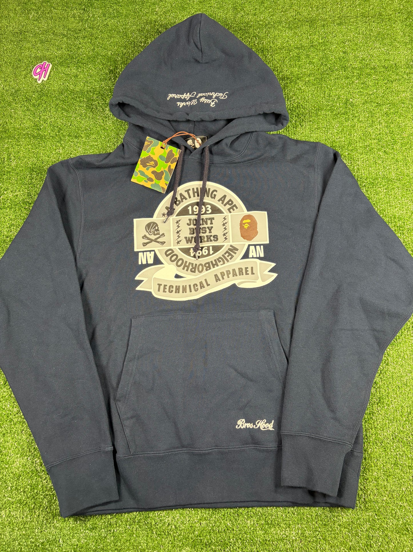 BAPE X Neighborhood Relaxed Fit Navy Hoodie Size Medium