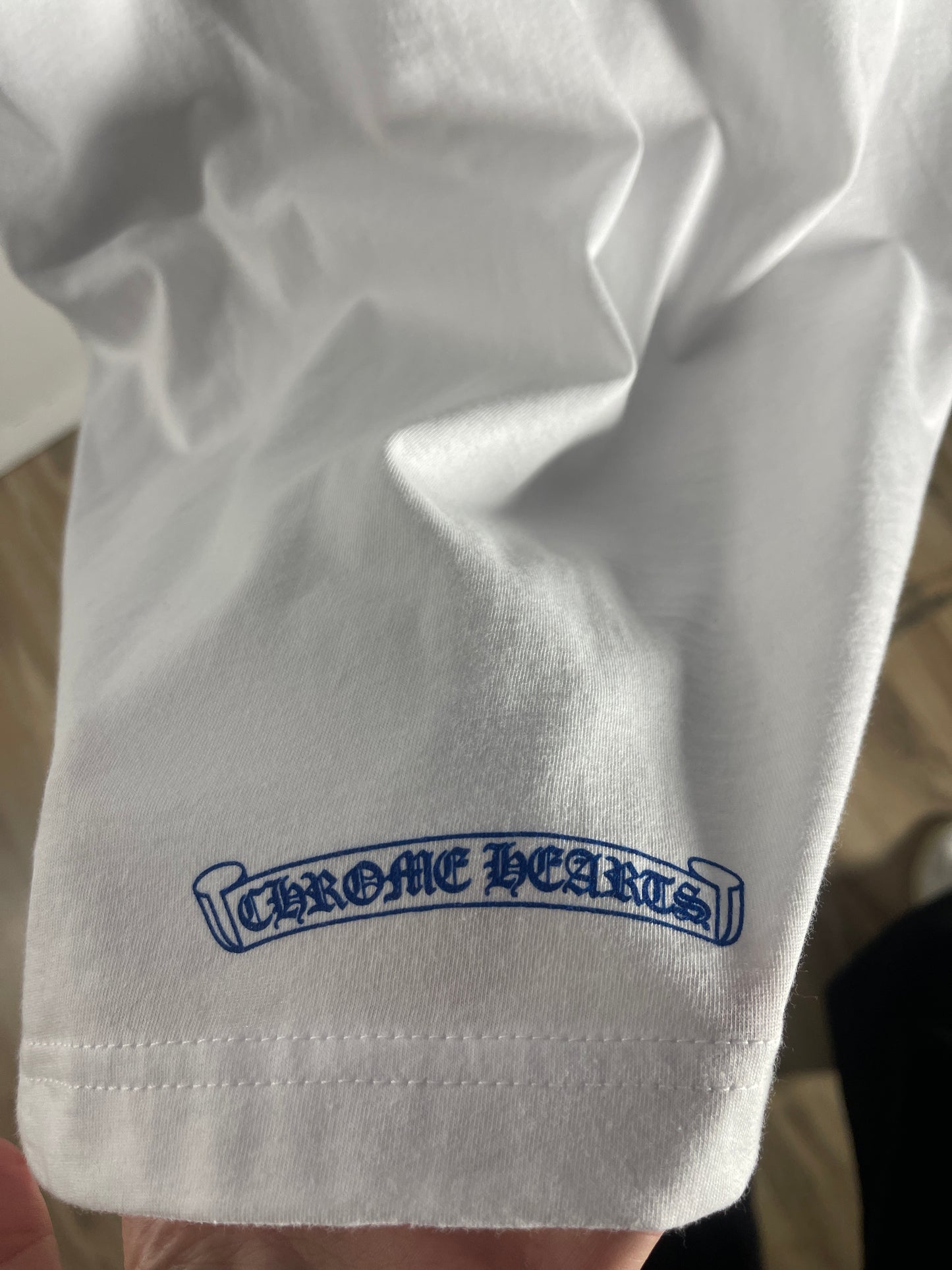 Chrome Hearts Blue Neck Logo White L/S Shirt - Size Medium Brand New